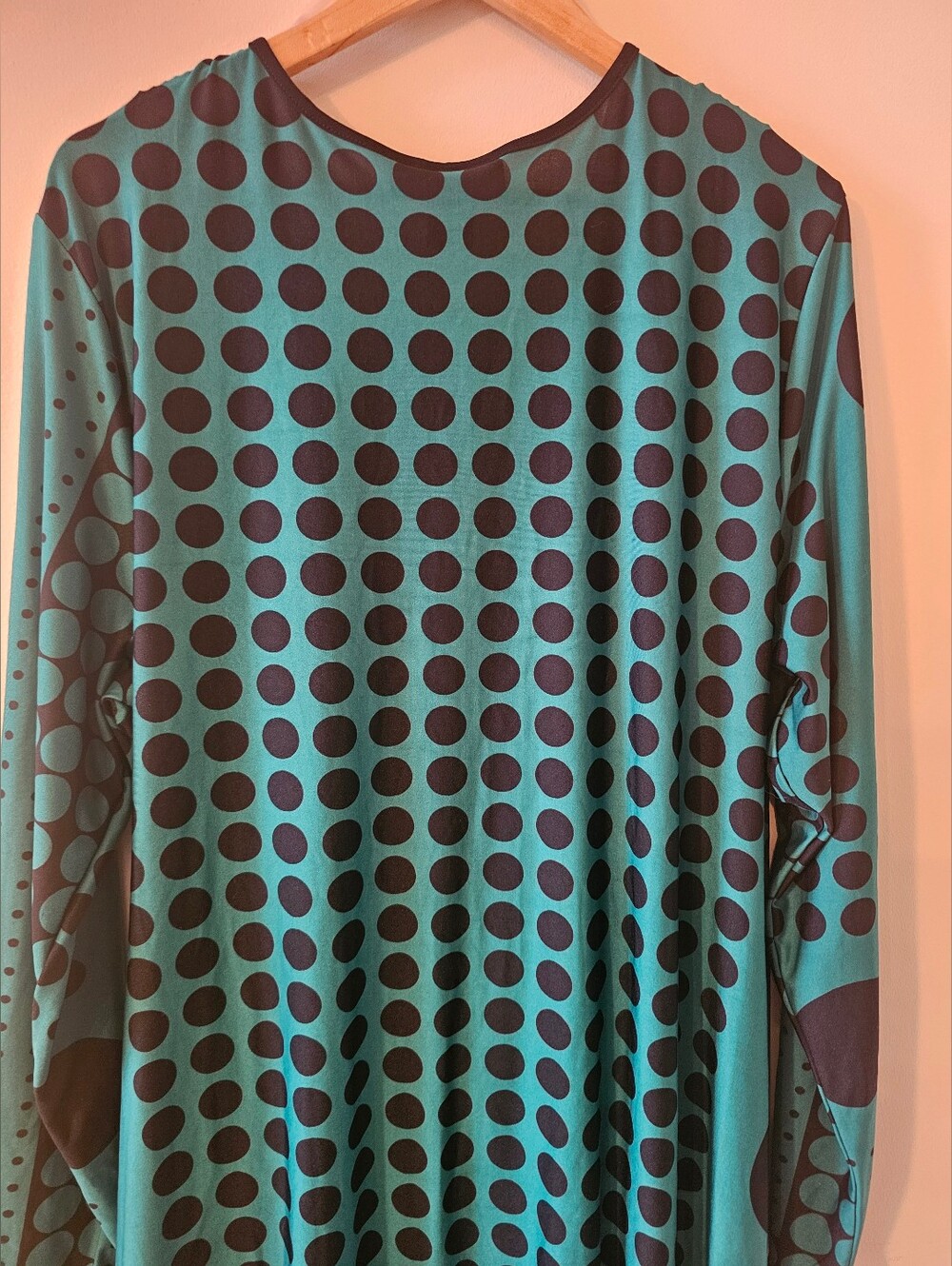 Ashley Stewart Green Black Dot Geometric Faux Wrap Dress Plus 3x - Picture 9 of 9